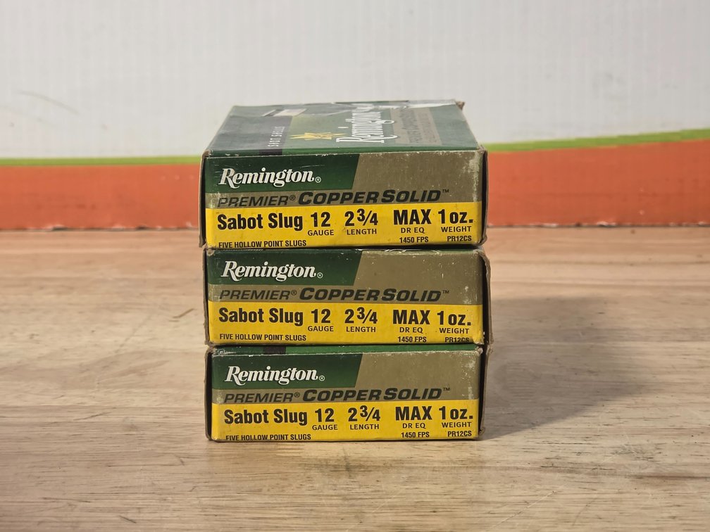 Remington Premier Copper Solid Sabot Slug 12 Gauge 2.75" 1Oz. (3) Boxes of 5