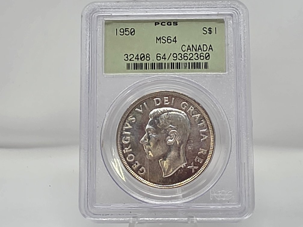 1950 Canadian Silver Dollar - PCGS MS 64