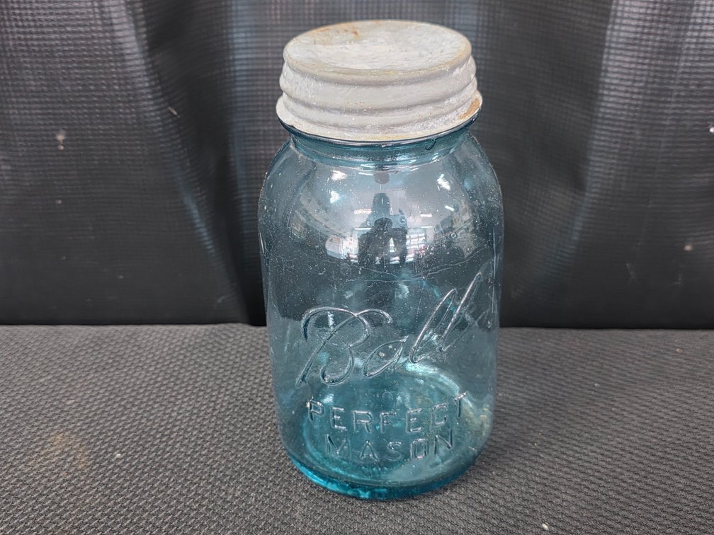 #13 Quart Blue Ball Jar w/ Zinc Lid