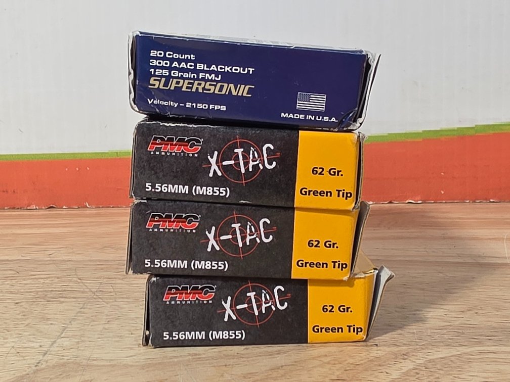 PMC X Tac 5.56mm 62Gr Green Tip (3) Boxes of 20 - AAC 300 Blackout 125Gr FMJ Supersonic (1) Box of 20