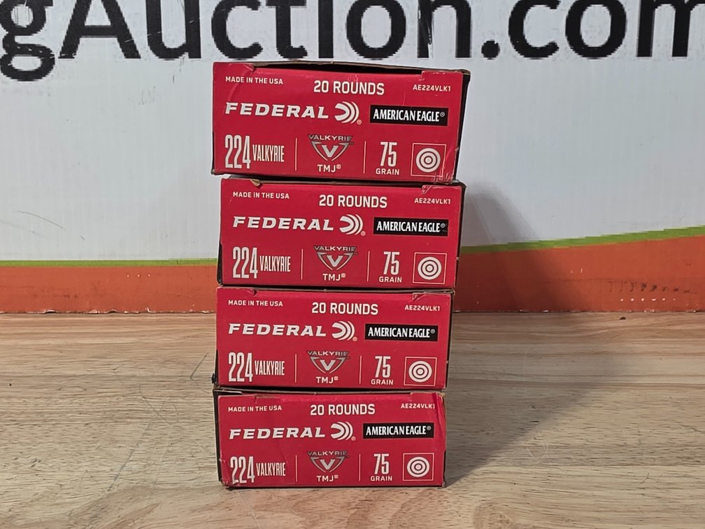 Federal American Eagle 224 Valkyrie 75 Gr TMJ (4) Boxes of 20