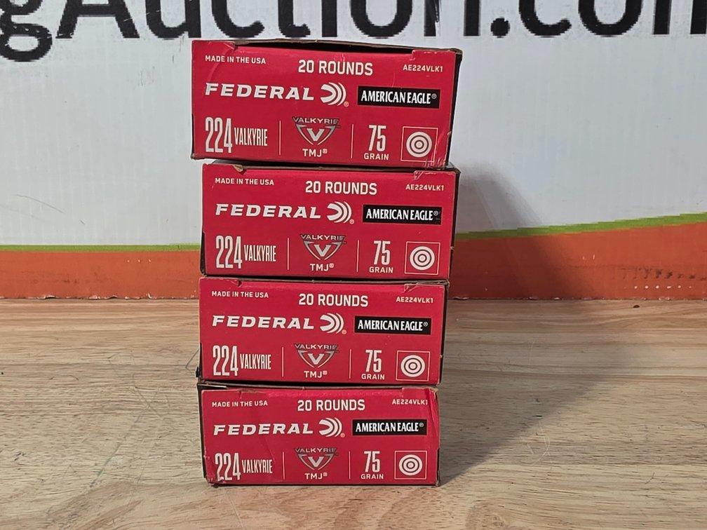 Federal American Eagle 224 Valkyrie 75 Gr TMJ (4) Boxes of 20