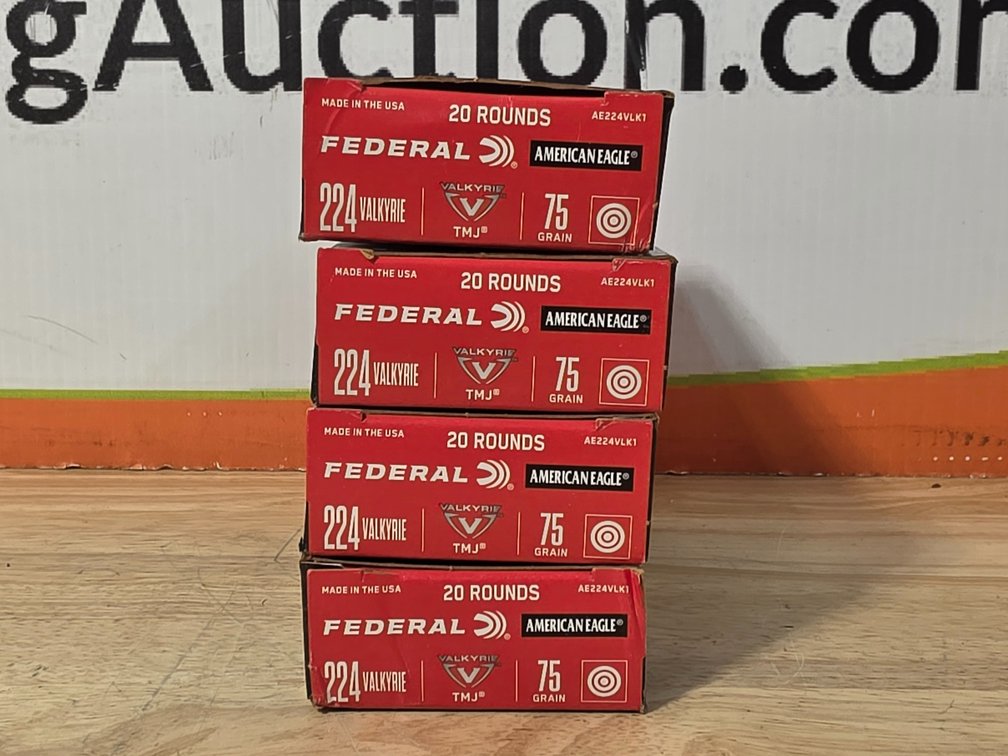 Federal American Eagle 224 Valkyrie 75 Gr TMJ (4) Boxes of 20