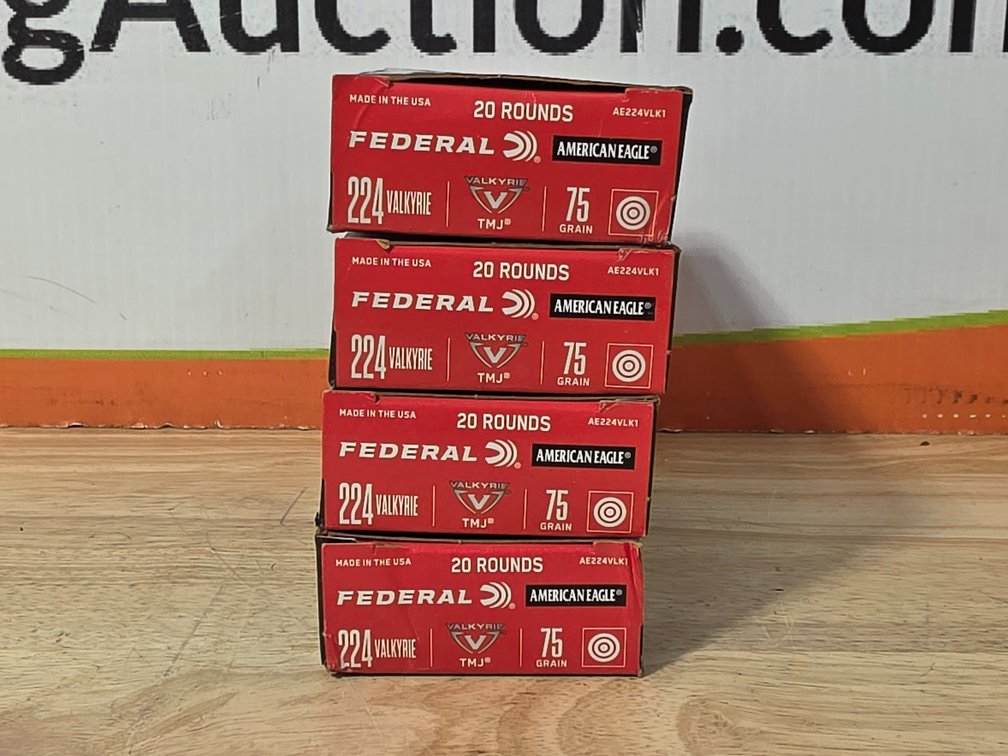 Federal American Eagle 224 Valkyrie 75 Gr TMJ (4) Boxes of 20