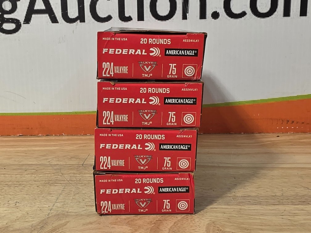 Federal American Eagle 224 Valkyrie 75 Gr TMJ (4) Boxes of 20