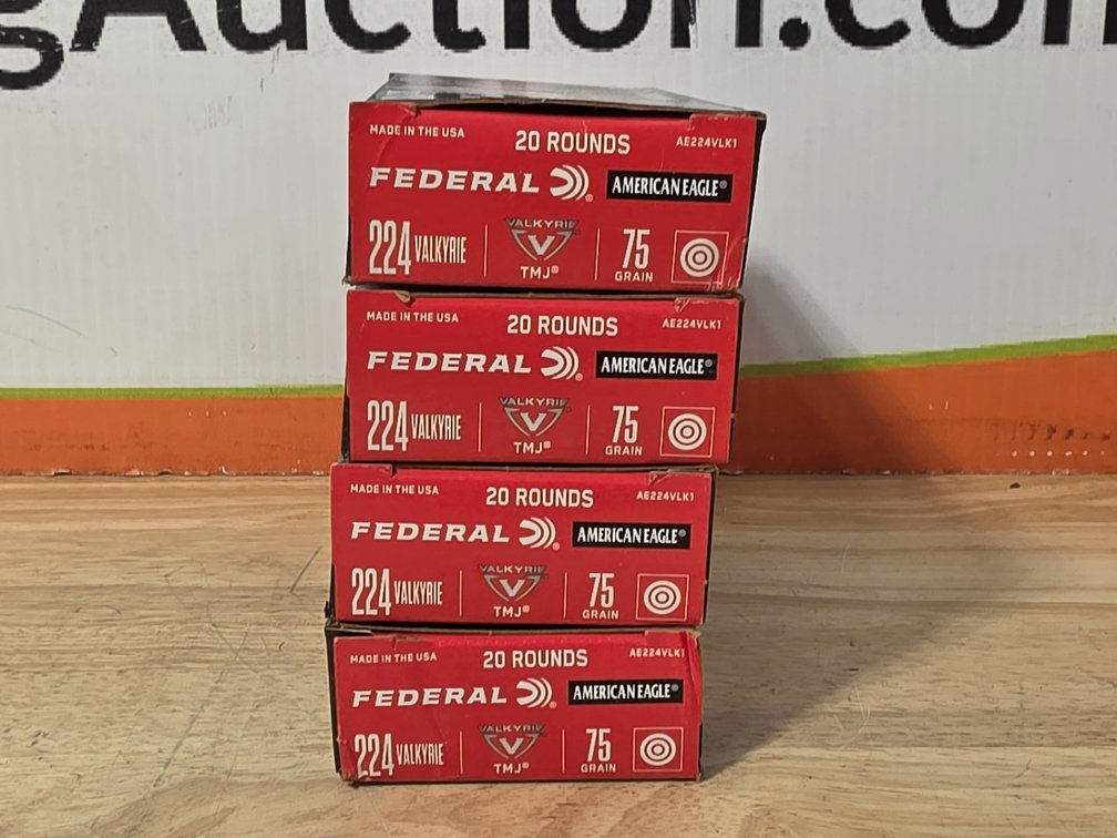 Federal American Eagle 224 Valkyrie 75 Gr TMJ (4) Boxes of 20