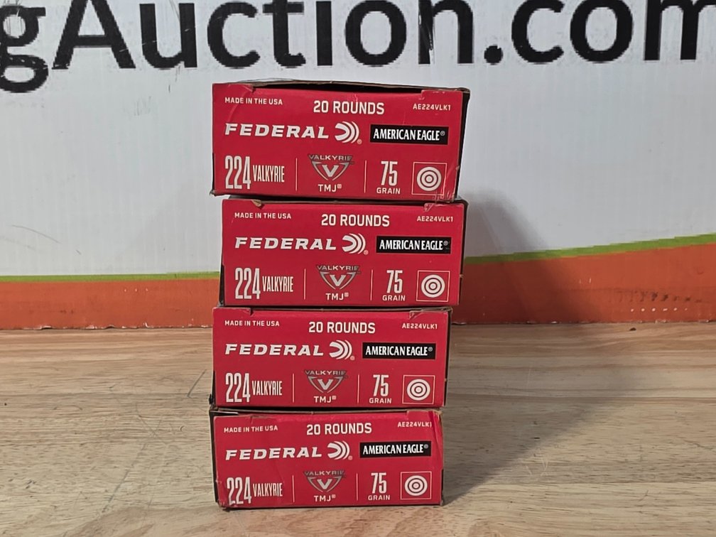 Federal American Eagle 224 Valkyrie 75 Gr TMJ (4) Boxes of 20