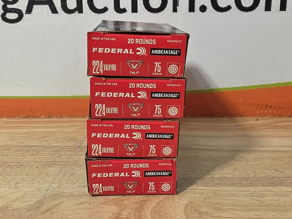 Federal American Eagle 224 Valkyrie 75 Gr TMJ (4) Boxes of 20