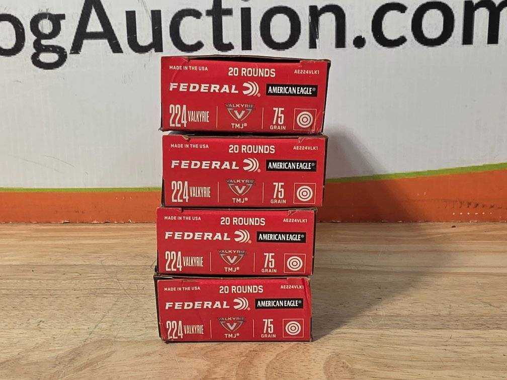 Federal American Eagle 224 Valkyrie 75 Gr TMJ (4) Boxes of 20
