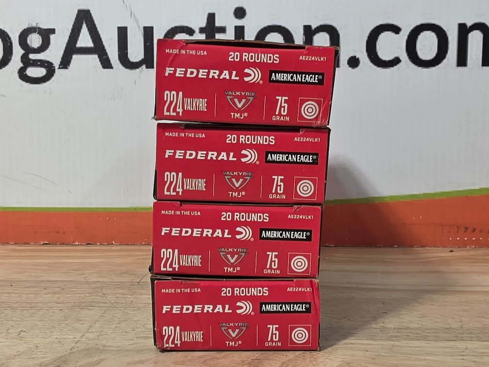 Federal American Eagle 224 Valkyrie 75 Gr TMJ (4) Boxes of 20