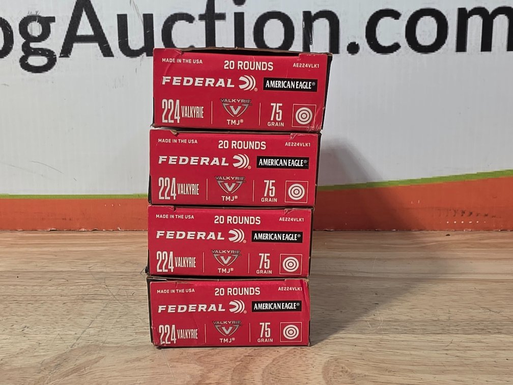 Federal American Eagle 224 Valkyrie 75 Gr TMJ (4) Boxes of 20