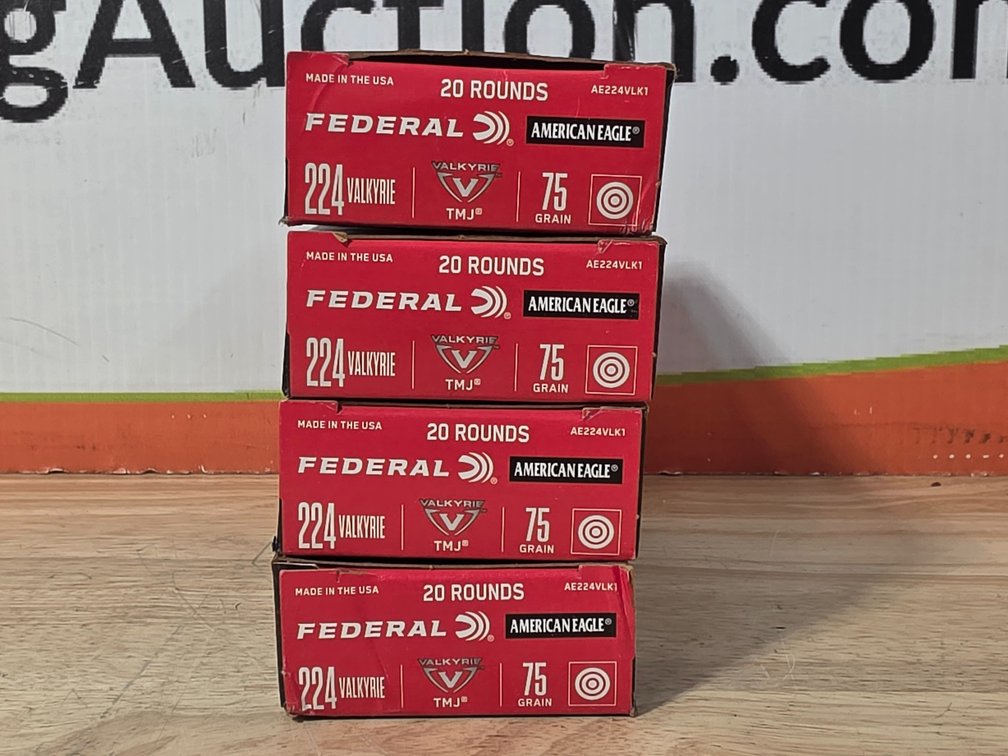 Federal American Eagle 224 Valkyrie 75 Gr TMJ (4) Boxes of 20