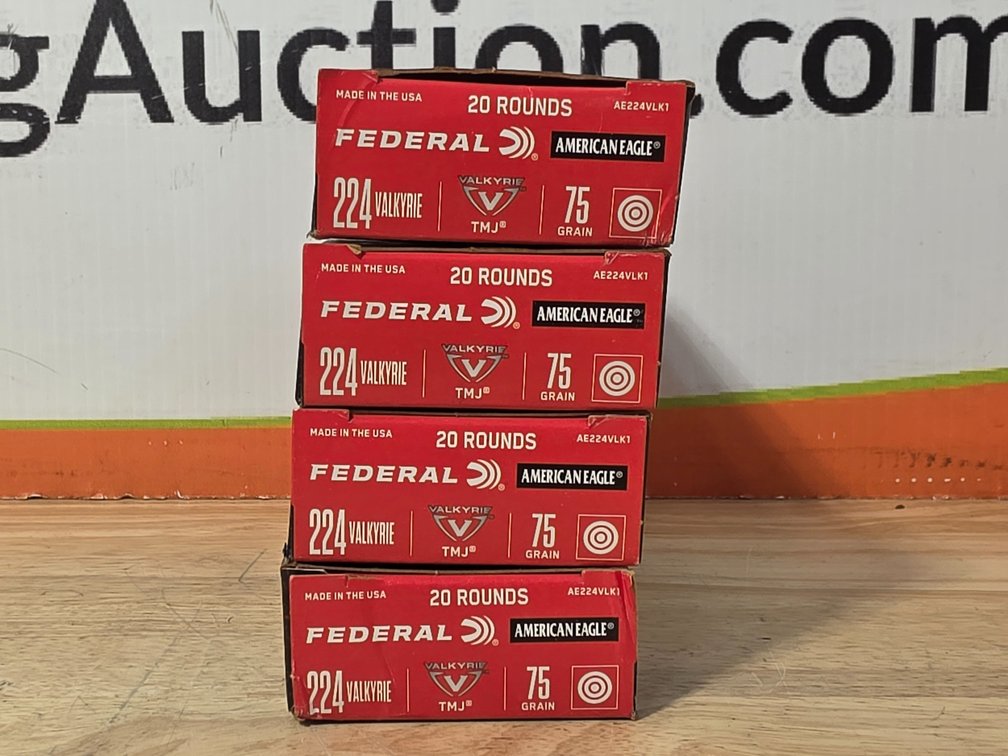 Federal American Eagle 224 Valkyrie 75 Gr TMJ (4) Boxes of 20