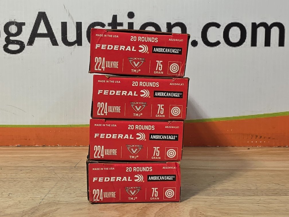 Federal American Eagle 224 Valkyrie 75 Gr TMJ (4) Boxes of 20