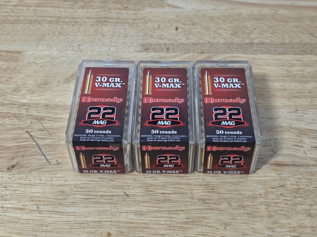 Hornady 22 Mag 30 Gr V Max (140) +/- Rounds