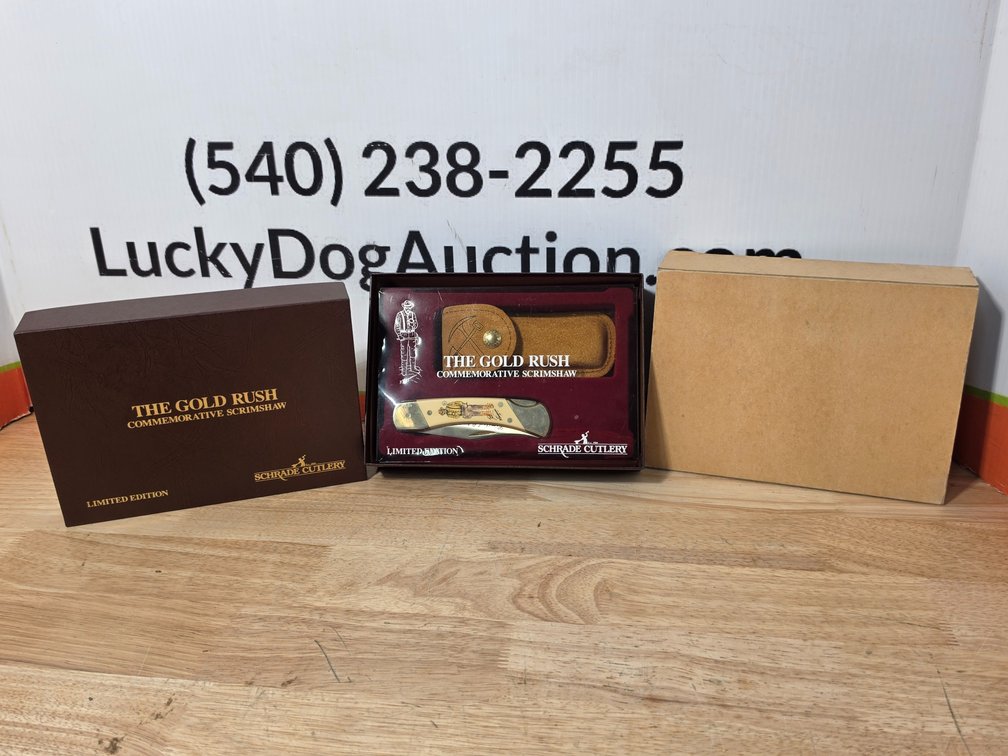 Schrader USA Gold Rush Commemorative Knife w/ Box and Sheath