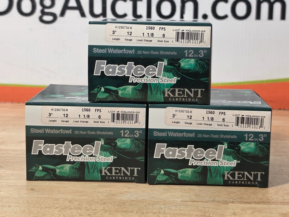 Kent Fasteel 12 Gauge 3" #6 Steel Waterfowl Shotshells (3) Boxes of 25