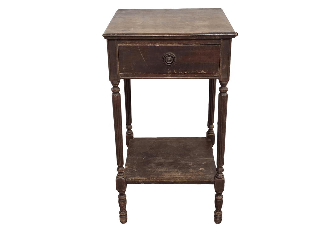 Antique One-Drawer Side Table - Measures 28.5" Tall x 16" Wide x 16" Deep