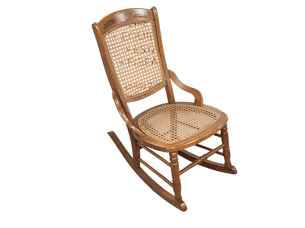 19th Century Walnut Rocking Chair w/ Caned Seat - Measures 32” Tall x 18” Wide x 29" Deep