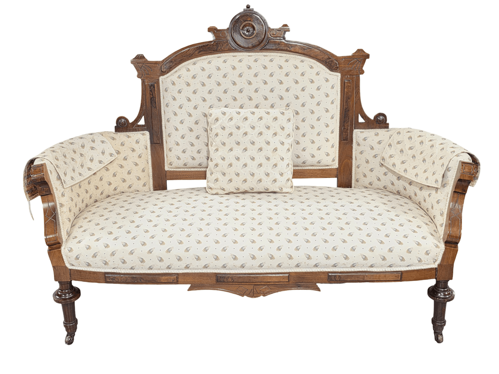 Antique Victorian Parlor Loveseat Settee - Measures 45.5" Tall x 63" Long x 29" Deep