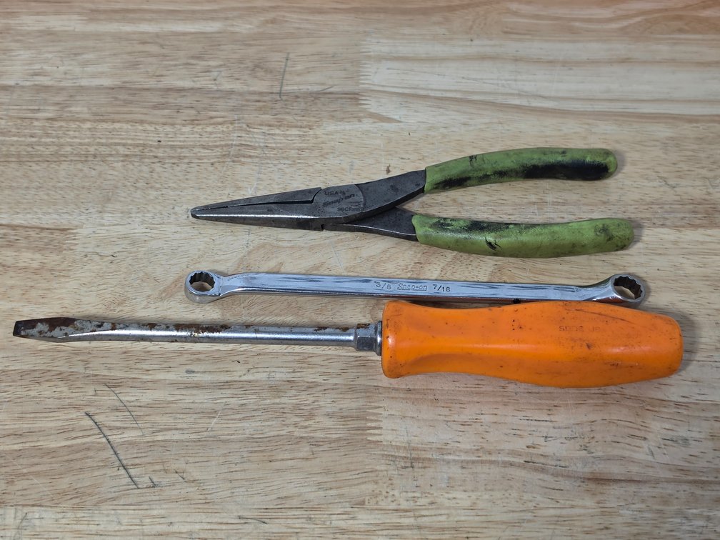 Snap On Needle Nose Pliers - Snap On Flat Head Screwdriver - Snap On Double Box End Wreches