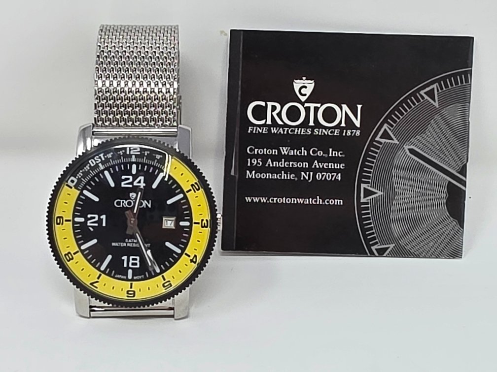 Croton Men's Quartz Wristwatch with Stainless Mesh Band - We cannot confirm authenticity