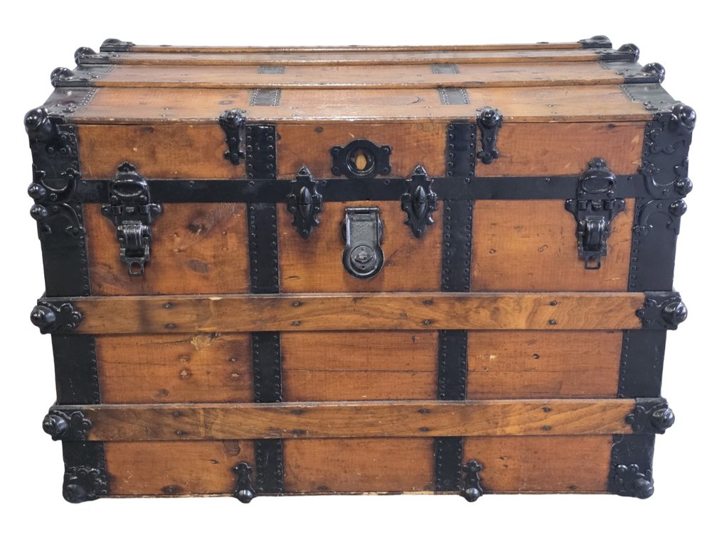 Restored Vintage Trunk - Hochschild, Kohn & Co. - Measures - 34" Wide x 21.5" Deep x 25" Tall