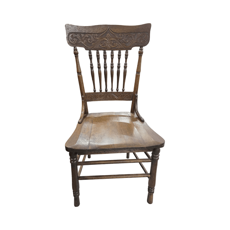 Antique Oak Press Back Chair