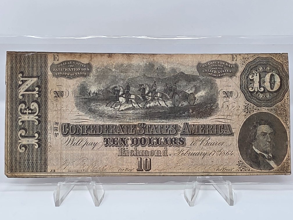 1864 Confederate States of America $10 Banknote