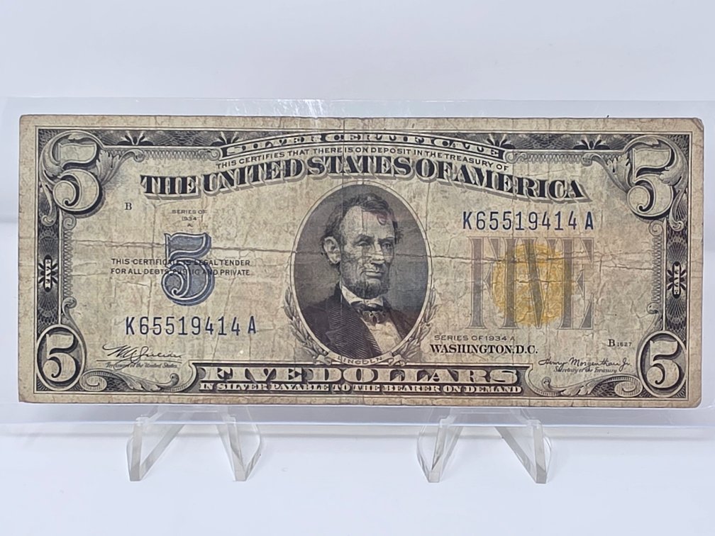 United States Series 1934 A $5 Silver Certificate