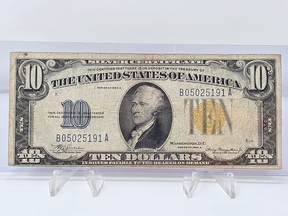 1934 A United States Ten Dollar Silver Certificate