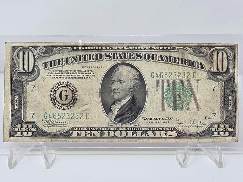 1934 C Series US $10 Federal Reserve Note