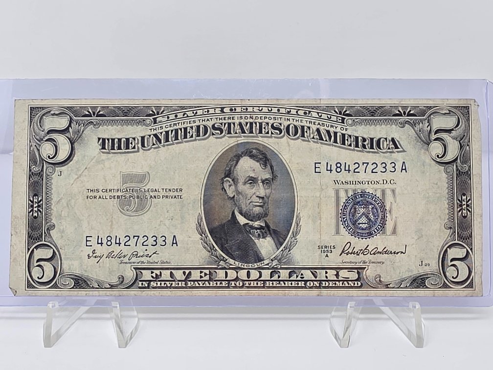 Series 1953 A US Five Dollar Silver Certificate