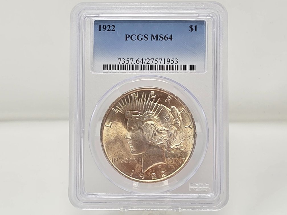 PCGS Graded 1922 Peace Silver Dollar - MS 64