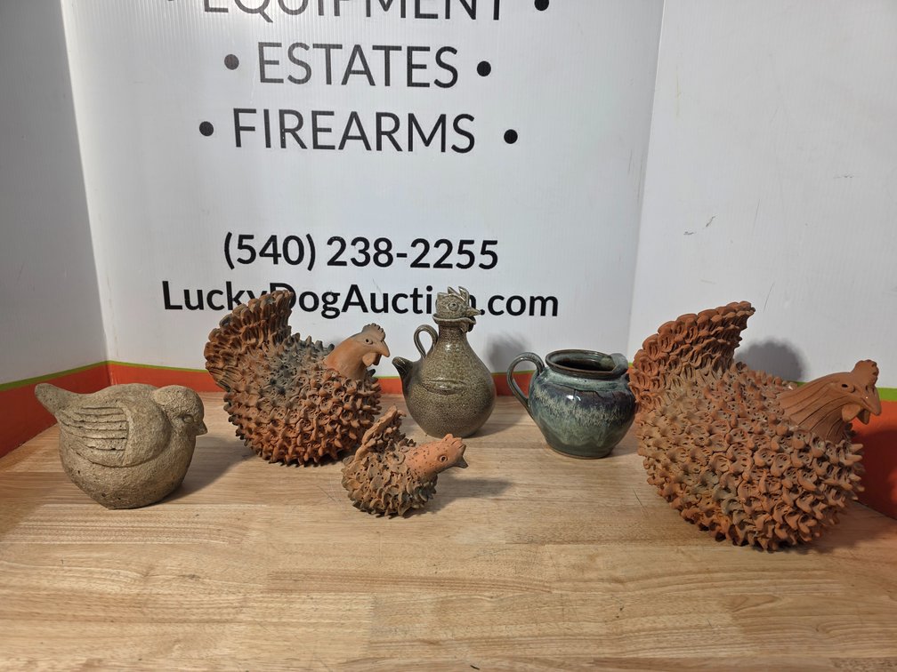 Jugtown Ware and Assorted Folk Art Bird Pottery