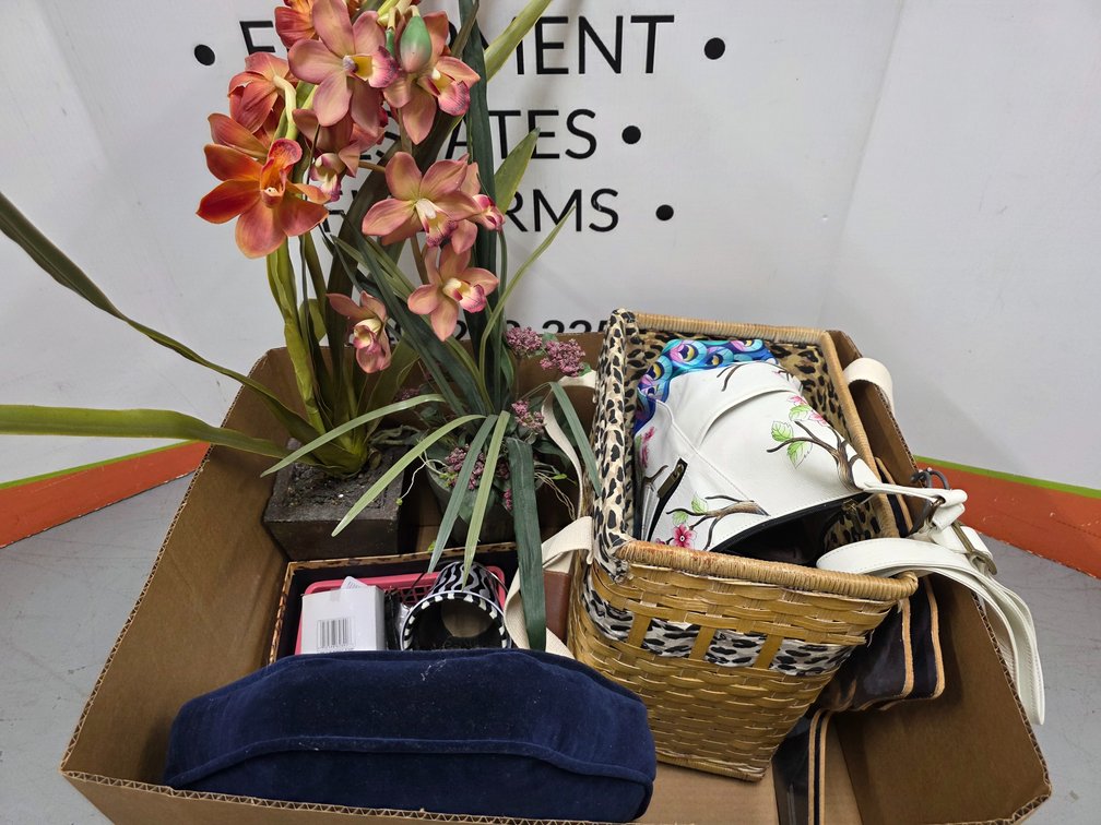 Artificial Potted Plants - Needlepoint Pillow - Purse - Assorted Desk Notes
