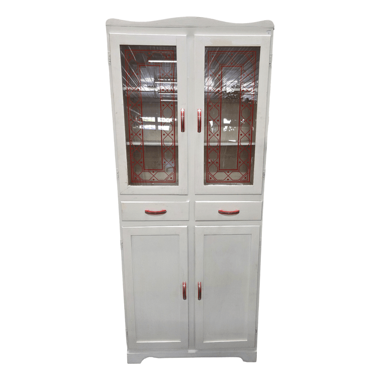 Vintage Painted Wooden Kitchen Hutch - 64” x 27”