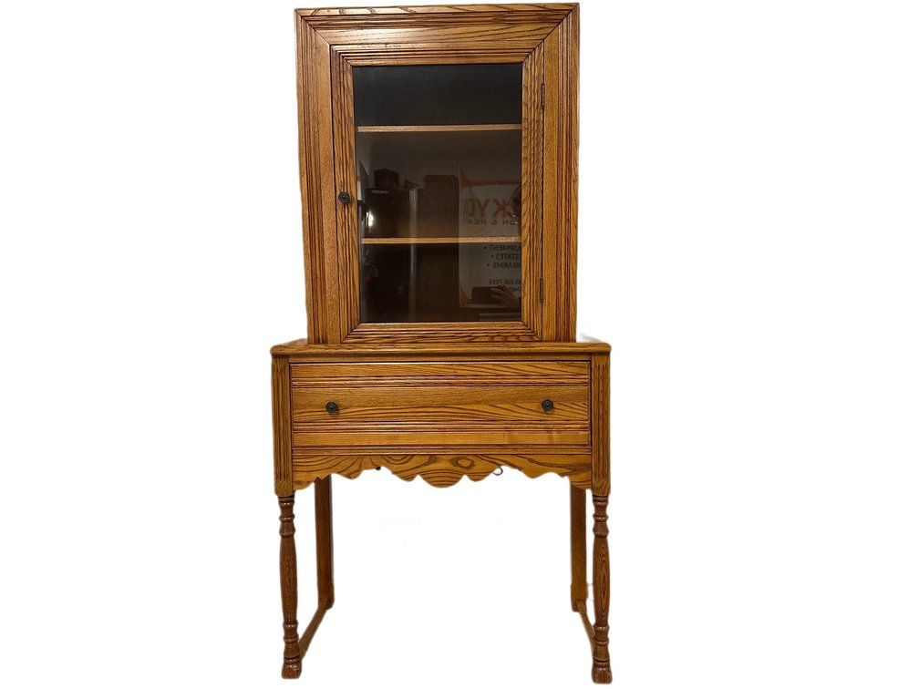 Solid Oak Wooden Display Cabinet (62.5” x 31” x 16”)