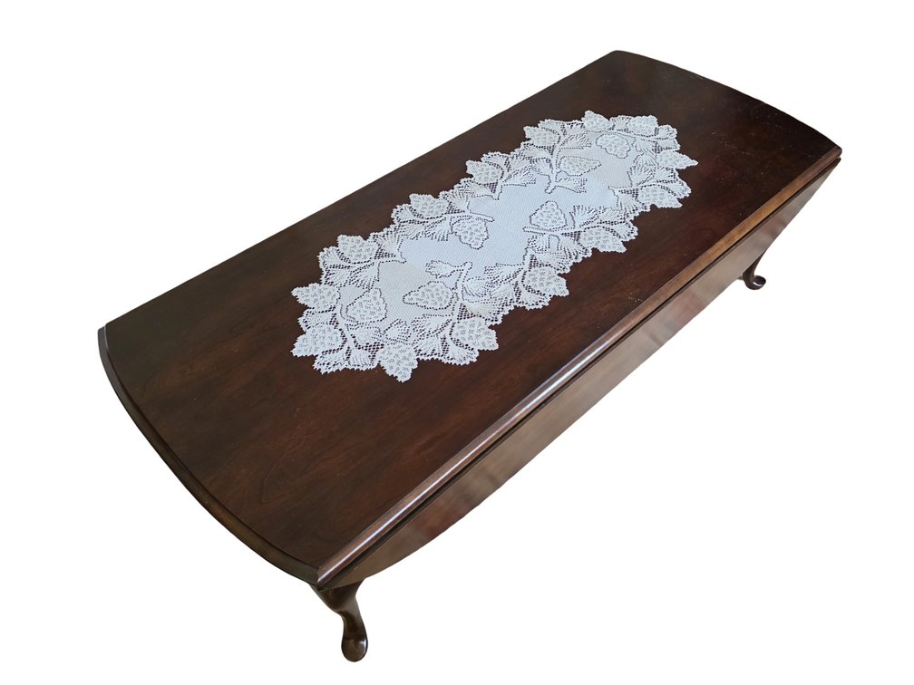 Queen Anne Style Dark Wood Drop-Leaf Table