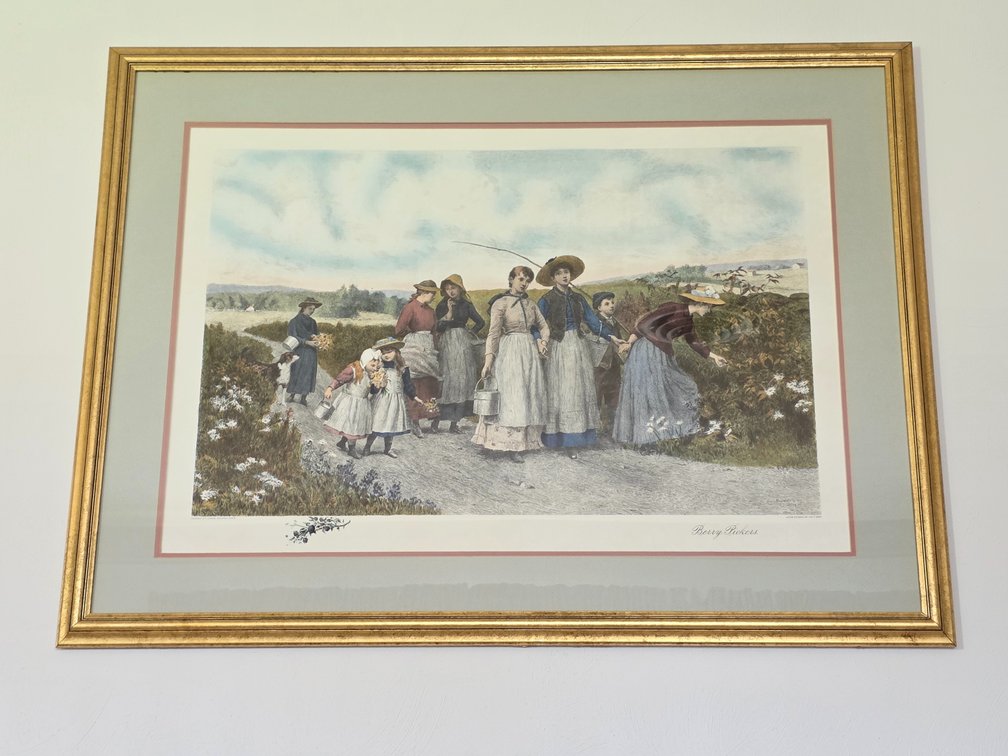 Framed "Berry Pickers" Etching Print - 31” x 42”