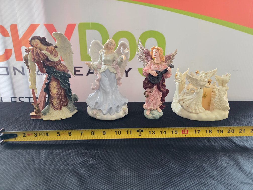 Assorted Angel Figurines and Candle Holder