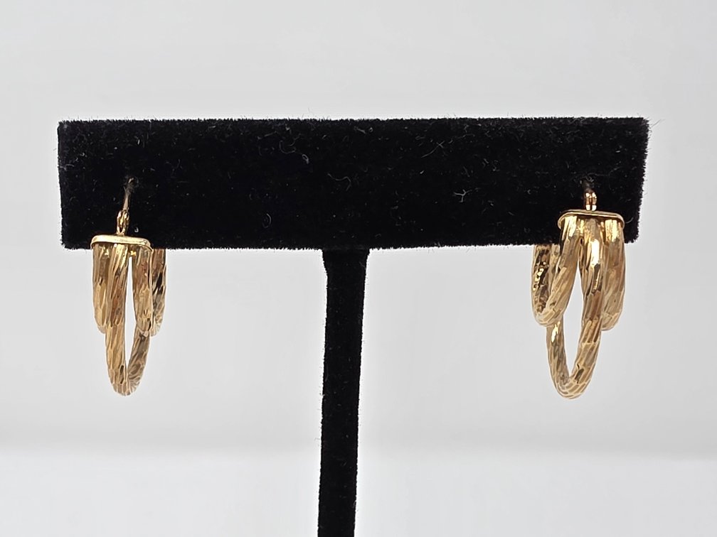 14Kt Gold Triple Hoop Earrings - 2.86 Grams
