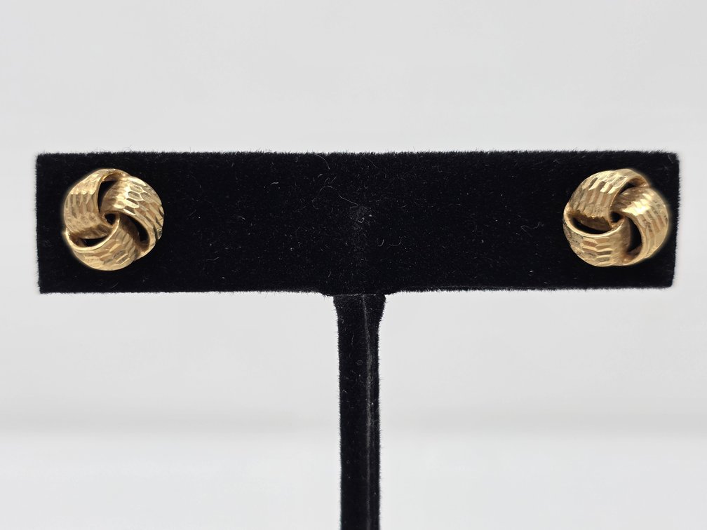Gold-Tone Textured Love Knot Stud Earrings