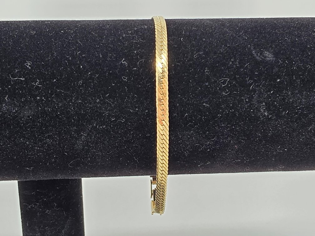 Gold-Tone Flat Herringbone Chain Bracelet