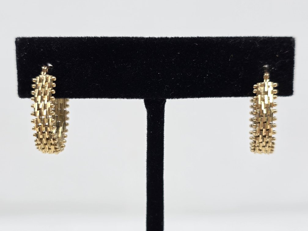 Textured 14kt Yellow Gold Hoops - 4.7 Grams