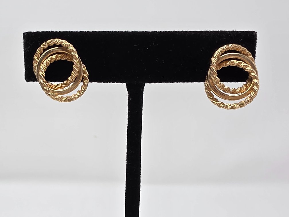 14Kt Gold Twisted Rope Eternity Earrings - 2.68 Grams