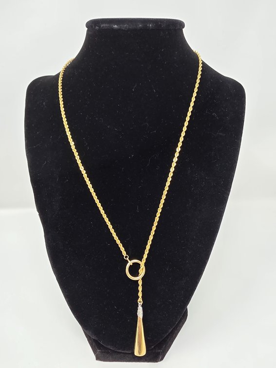 14kt Gold Rope Chain w/ Drop Pendant - 21" Total Length