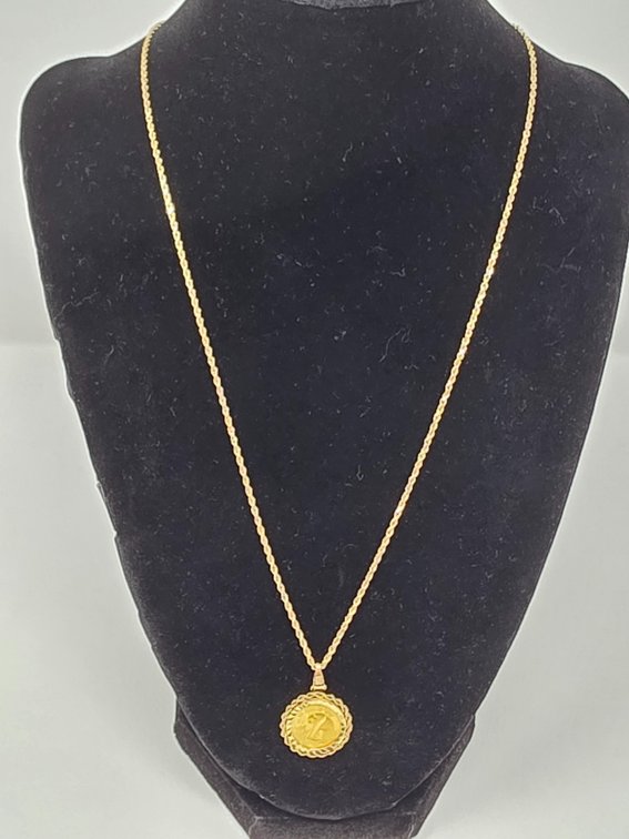 14kt Gold Rope Chain w/ 14kt Gold Charm Pendant