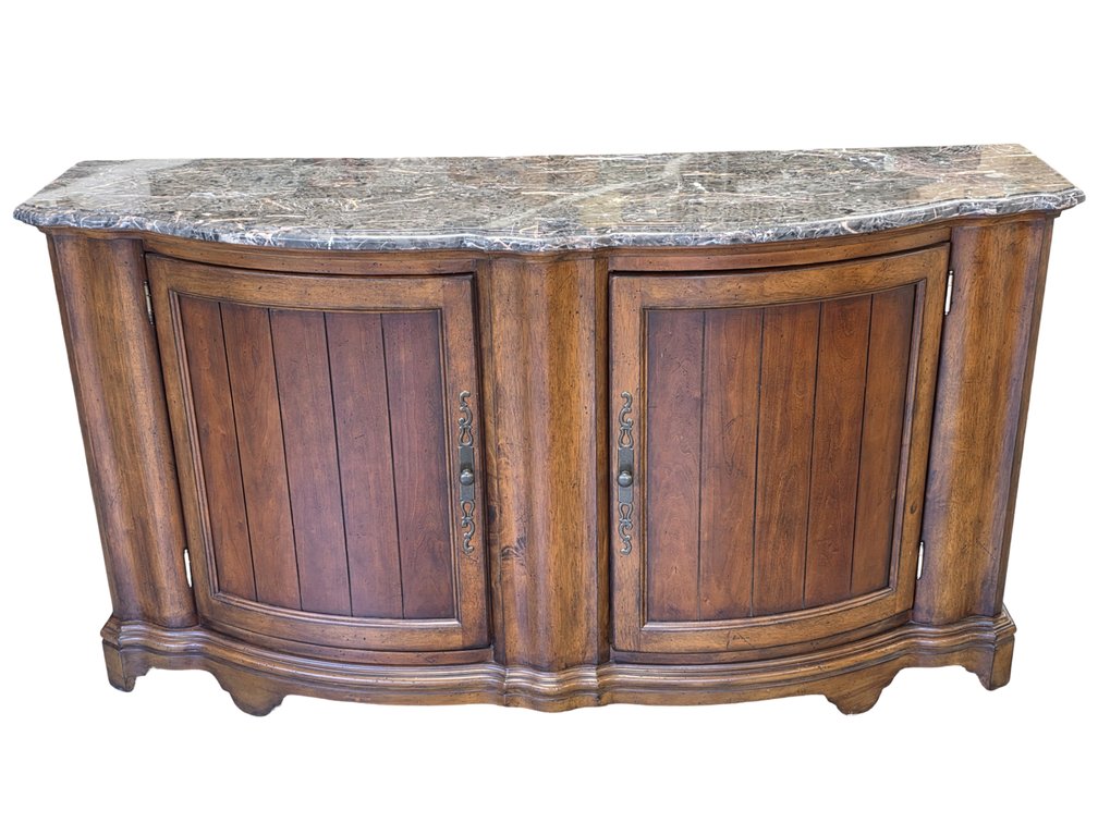 Faux Marble-Top Credenza - Measures 36" Tall x 66" Long x 20" Deep
