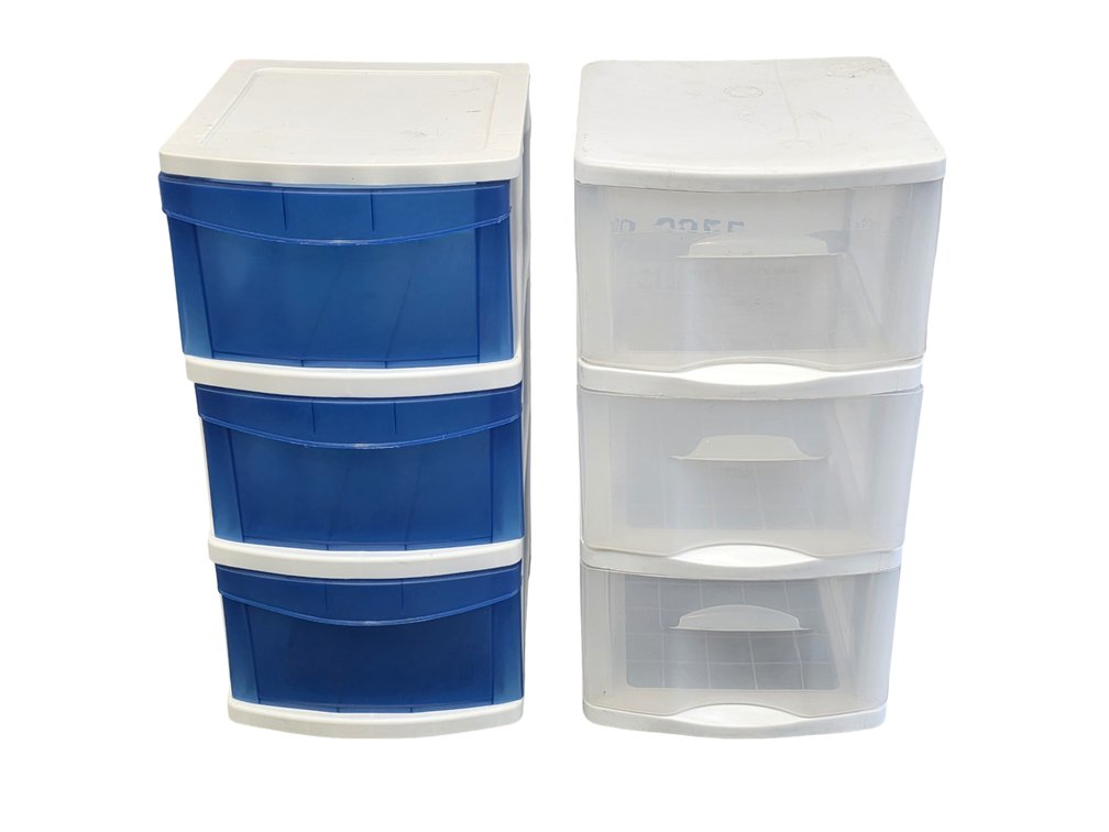 (2) 3-Drawer Plastic Organizers - Measures 24" Tall (Each)